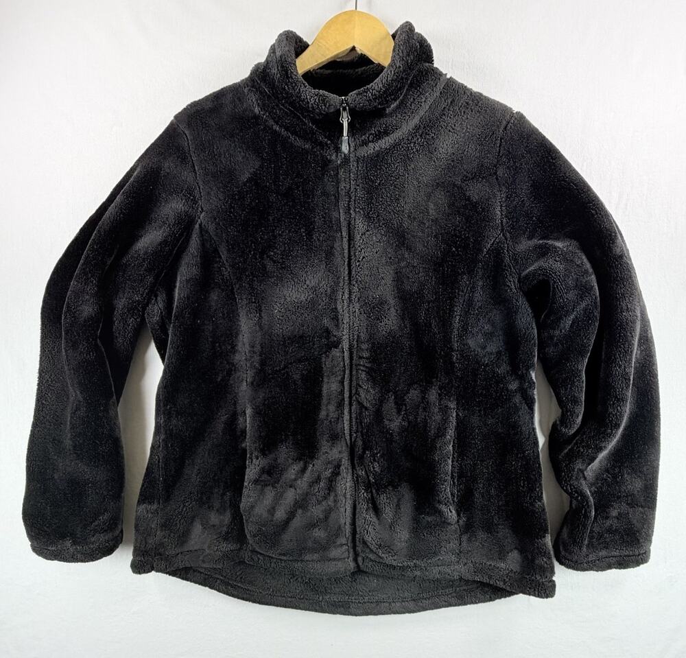 Womens Black 32 Degrees Faux Fur Jacket Full Zipper Size XL-Read Description